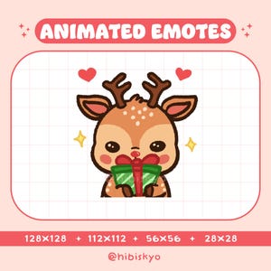 Animated Reindeer Emote for Twitch and Discord / Christmas Emote / Deer Emote / Cute Emote / Holidays emote / Kawaii / Gift Emote / Chibi