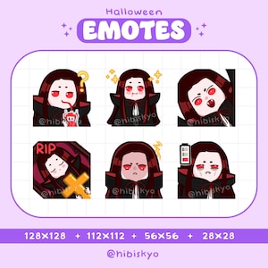 Vampire Emotes for Twitch and Discord / Halloween Emotes Set / Spooky Twitch Emotes / Kawaii Emote / Chibi / Streaming