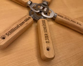 4er Set Gravierbare Bieröffner Mit Holzgriff – DIY Geschenk Für Männer & Feste
