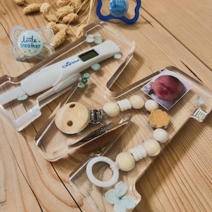 Lembrete de nascimento personalizado feito de resina epóxi carta epóxi lembrete de bebê recém-nascido teste de gravidez chupeta cordão umbilical presente