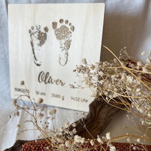 Personalisierte Erinnerung an Geburt mit Fußabdruck Geschenk zur Geburt Baby Erinnerung Erinnerung Holz Taufgeschenk Newborn bersonders
