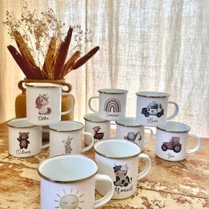 Enamel mug personalized children&#39;s mug cup children&#39;s mug with name children&#39;s gift 1st birthday children&#39;s birthday