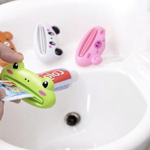 Zahnpastaspender: Grün, Pink, Zahnpasta, Spender, Badezimmerbedarf, Kinder, Zahnpasta Hack, nützlich, Tierfunktion, Qualität.