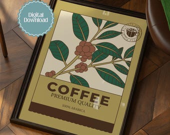 Coffee poster, Retro Coffee print, Kitchen decor, Coffee wall art, Coffee lover gifts, Coffee print, kitchen wall art, coffee shop art
