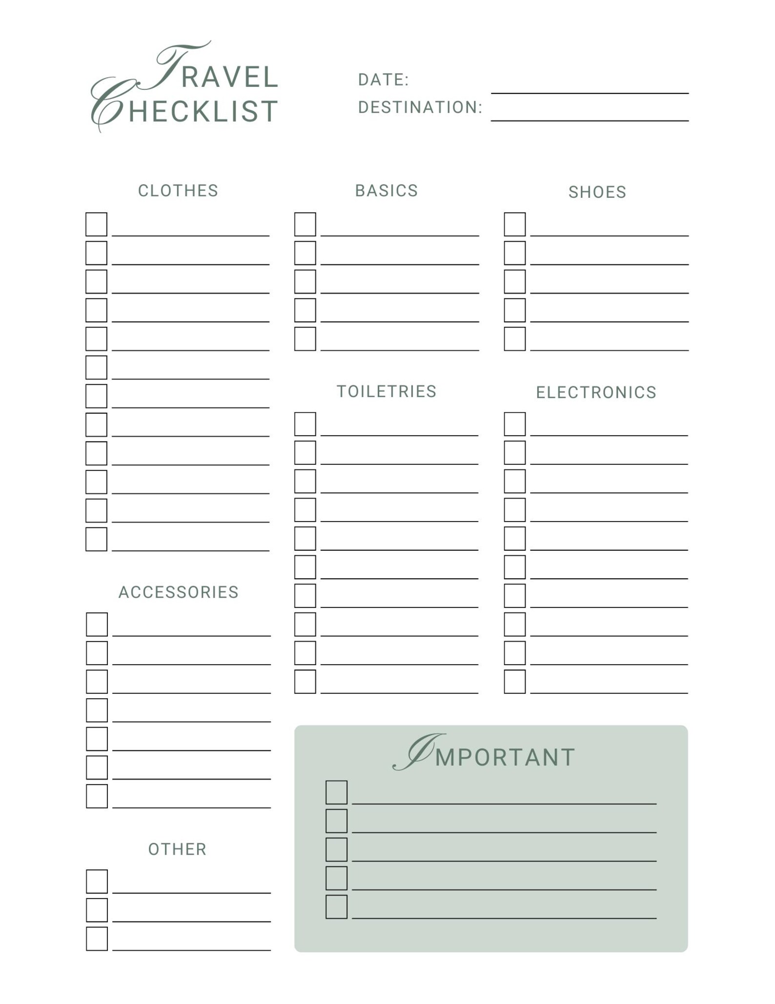 Printable Travel Packing List, Digital Download Organizer, Trip Planner ...