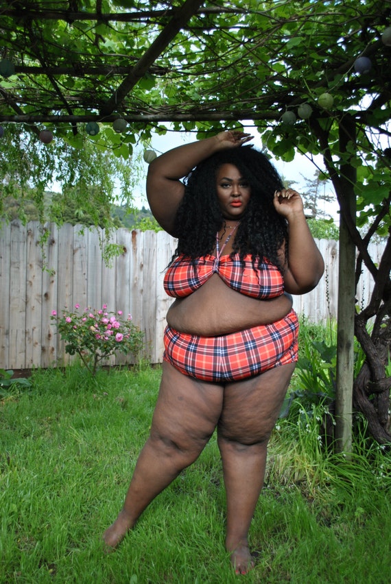 orange crush plaid fatkini