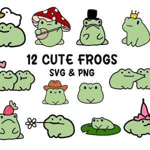 Ranas lindas / Ranas de dibujos animados PNG / rana banjo / Clipart de rana SVG