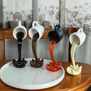 3D Hanging Coffee Cup Decoration, Spoof Floating Cup, Unique Suspended Decorative Photo Props, Creative Cup Holder Display for Home Decor