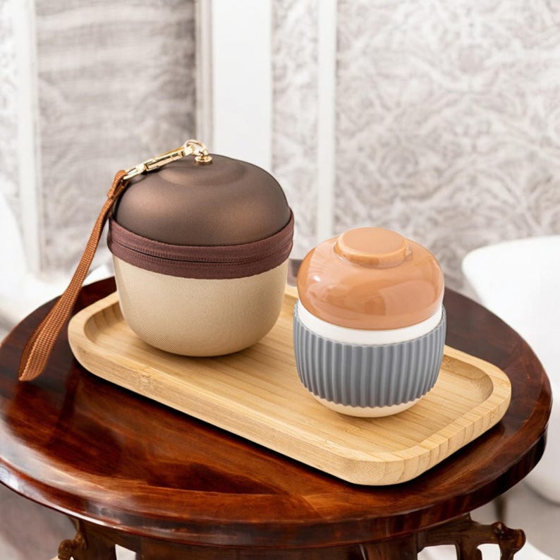 Portable Ceramic Tea Maker With Infuser |200ml Travel Tea Set| White ...