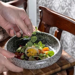 Contemporary Japanese Porcelain Bowl | Retro Textured Handmade Ceramic Bowl for Pasta, Ramen, Soup, Rice | Stackable, Unique Gift Idea
