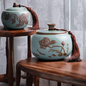 Japanese Ceramic Tea Caddy, Airtight Jar for Kungfu Tea, Coffee, Sugar, Spices, Salt Cellar, Asian Kitchenware Storage Jar