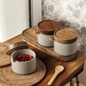 Decorative Ceramic Jars for Tea,Coffee, and Sugar,Japanese-Style Set with Lid & Spoon,Perfect Storage for Spices Ingredients in Your Kitchen