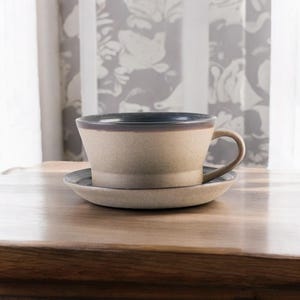 Handmade Rustic Ceramic Coffee Cup & Saucer Set