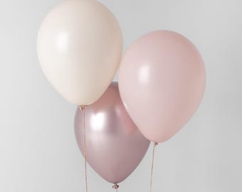 High Quality Balloons 12" | 100% Natural Latex, Biodegradable Balloons | Rose, Cream, Silk Pink Blossom Assorted Mix