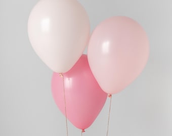 High Quality Balloons 12" | 100% Natural Latex, Biodegradable Balloons | Fashion Rose, Fashion Pink, Pastel Pink Assorted Mix