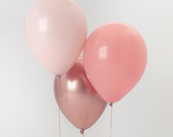 High Quality Balloons 12" | 100% Natural Latex, Biodegradable Balloons | Rose, Rosewood, Chrome Rose Gold Assorted Mix
