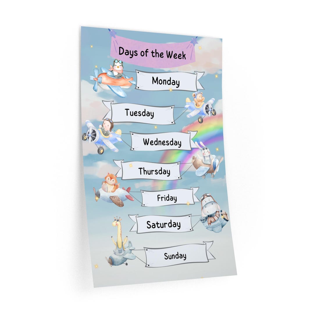 Educational English Wall Decals, Classroom Decor, Days of the Week ...