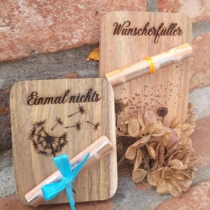 Tablero de madera hecho de madera de acacia, porta vales, regalo de dinero, cumplimiento de deseos, embalaje de regalo único, idea de regalo, regalo de dinero, personalizable