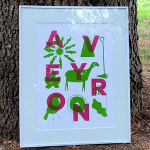Aveyron – A3 Poster – Zeefdruk – Handgemaakt drukwerk – Zeefdruk – Kunst – Gelimiteerde oplage – the manor of stories – lmahART
