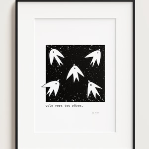 vola verso i tuoi sogni – Poster A3 – Serigrafia – Stampa fatta a mano – Arte – Edizione limitata – il maniero delle storie – lmahART