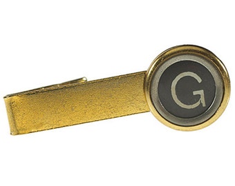 Vintage Typewriter Initial Key Tie Clip (gold)
