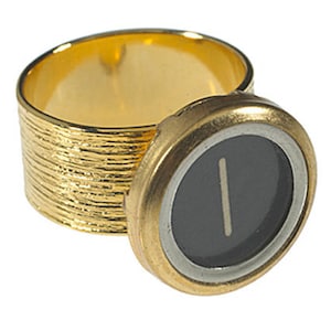 Vintage Typewriter Key Etched Initial Ring (gold)