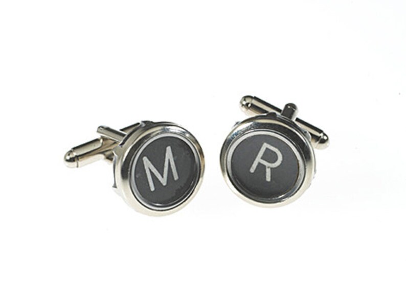 Vintage Typewriter Key Initial Cufflinks silver Etsy