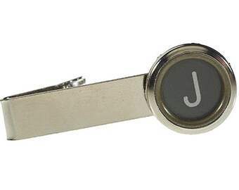 Vintage Typewriter Key Initial Tie Clip (silver)