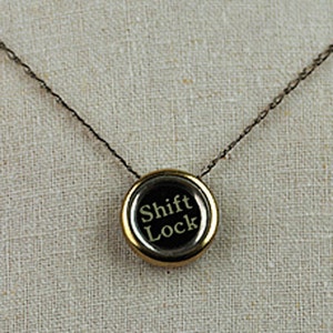 Black Vintage Typewriter Function Key Necklace (gold or silver)