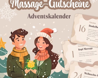 Massage Adventskalender 24 Massage-Gutscheine für deinen Partner zum Ausdrucken PDF Download