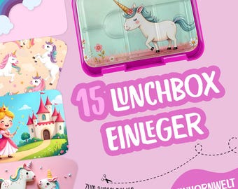 ランチボックス挿入用ブレッドボックス背景 - MyVesperbox、Schmatzfatz、Bumpliなどに最適な15種類のユニコーンファンタジーモチーフ