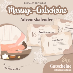 Massage Adventskalender 24 Massage-Gutscheine für deinen Partner zum Ausdrucken PDF Download