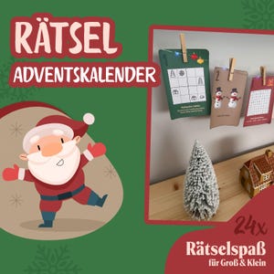 Rätsel Adventskalender für die Familie Kinder Teenager Jugendliche und Erwachsene 24 Karten zum Ausdrucken PDF Download