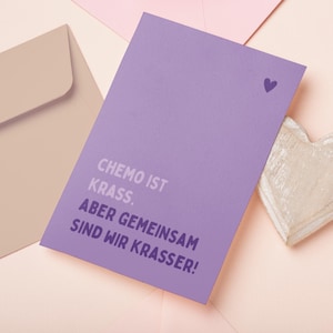 Postkarte Krebs | Grußkarte zum Aufmuntern | Chemo  Karte als Geschenk für Krebs Krankheit |  Geschenkidee Krebserkrankung