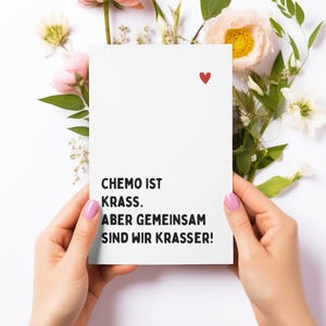 Klappkarte Krebs | Grußkarte zum Aufmuntern | Chemo  Karte als Geschenk für Krebs Krankheit |  Geschenkidee Krebserkrankung