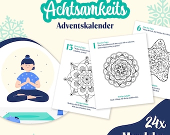 Mindfulness Advent Calendar Mindfulness Advent Calendar 24 Selfcare Moments for yourself to print PDF Download