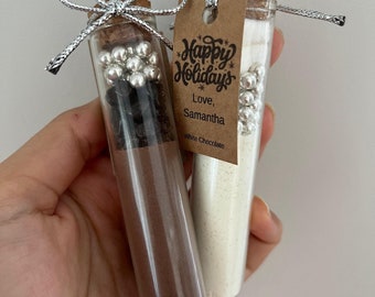 Christmas Hot Chocolate Favors, Marshmallow Silver Balls, Glass Test Tube