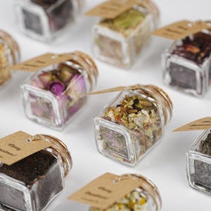 Wedding Tea Favors in Glass Jar, Tea Party Favors, Shower Brewing Favors, Bulk Tea Gifts, Winter Tea Favors, Herbal Tea Favors, Party Gifts