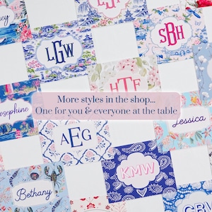 More personalized mahjong card cover styles for Large NMJL cards, showing ocean beach coastal, floral, sailboat, blue shell, tropical reef, chinoiserie, monogram, and name designs as mahjong card holders and Mah Jongg accessories for everyone at the table.