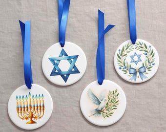 Happy Hanukkah Gifts Ornament Set • Jewish Holiday Decor Gift • Festival of Lights Hanukkah Decorations