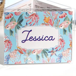 Coastal Personalized Mahjong Card Cover, Ocean Beach Shells Custom Holder For Large Mah Jongg
