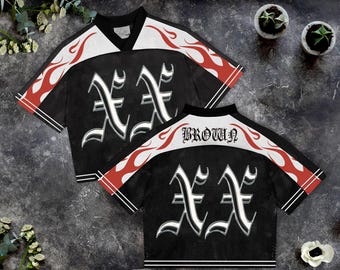 Custom Name Brown Mesh Football Jersey, Concert Jersey, Game Day Gift