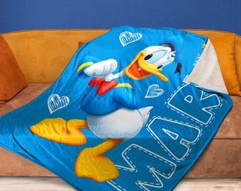 Personalized Name Donald Duck Blanket Plush Blanket,  Donald Duck Fleece Blanket, Disney Blanket With Name, Gift For Boys Girls