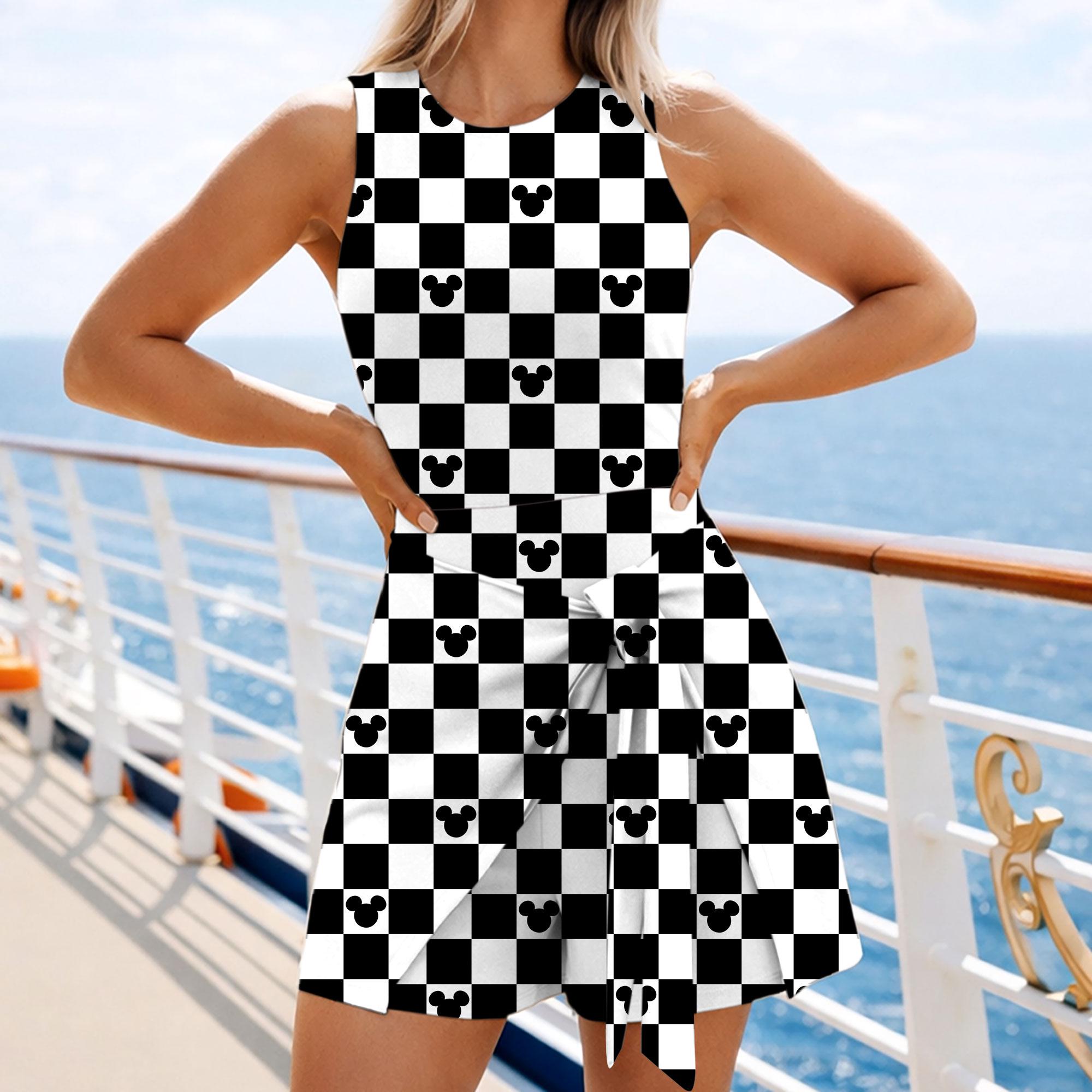 checkerboard fitted dress De Castro | Checkmate Dress | Beige