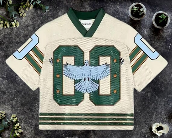 Custom Name - Number Forest Green Bird Mesh Football Jersey, Concert Jersey, Custom Text Football Jersey, Streetwear Squad, Y2K Boxy Jersey