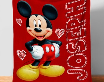 Disney Mickey Mouse Custom Baby Name Plush Blanket,  Mickey And Friends Blanket, Disney Blanket With Name, Gift For Boys Girls