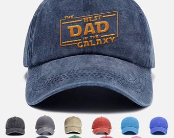 Best Dad In The Galaxy Embroidered Hat, Vintage Baseball Disneyland Trip Cute Funny Cap, Disney Star Wars Hat 2025 Washed Trucker Hats