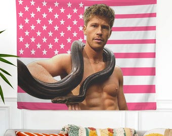 Custom Photo Pink American Flag Tapestry, Robert Irwin Fan Gift