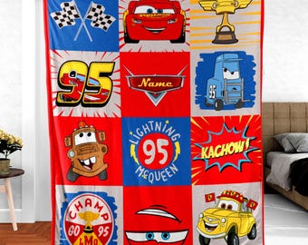 Lightning McQueen Custom Name Blanket, Lightning McQueen Tow Mater Blanket, Disney Cars Blanket, Birthday Boy Girl Gift Blanket