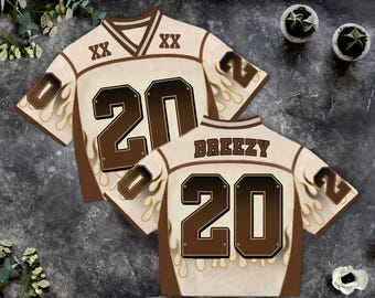 Custom Natural Brown Mesh Football Jersey, Concert Game Day Gift